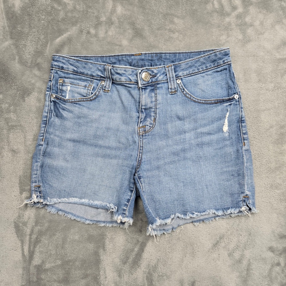 Seven7 Womens Size 4 31W Denim Shorts Light Wash Frayed Raw Hem Distressed